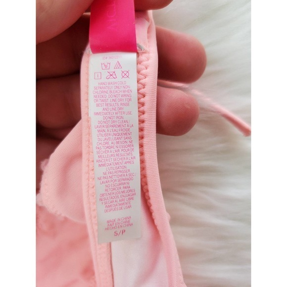 Victorias Secret Bikini Top Pink Peach Colored Ruffled Top‎ Size Small - Picture 5 of 5